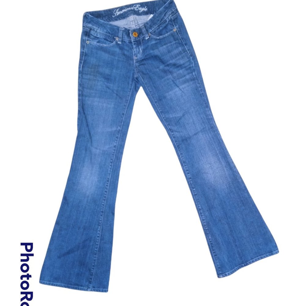 AMERICAN EAGLE WOMENS FLARE LEG JEAN SIZE 0 REG